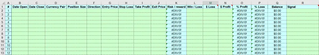 Trading Journal Spreadsheet