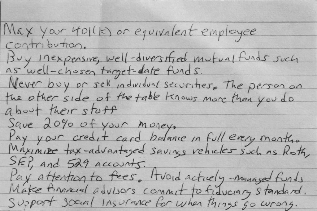 All the Financial Advice You’ll Ever Need Fits on a Single Index Card