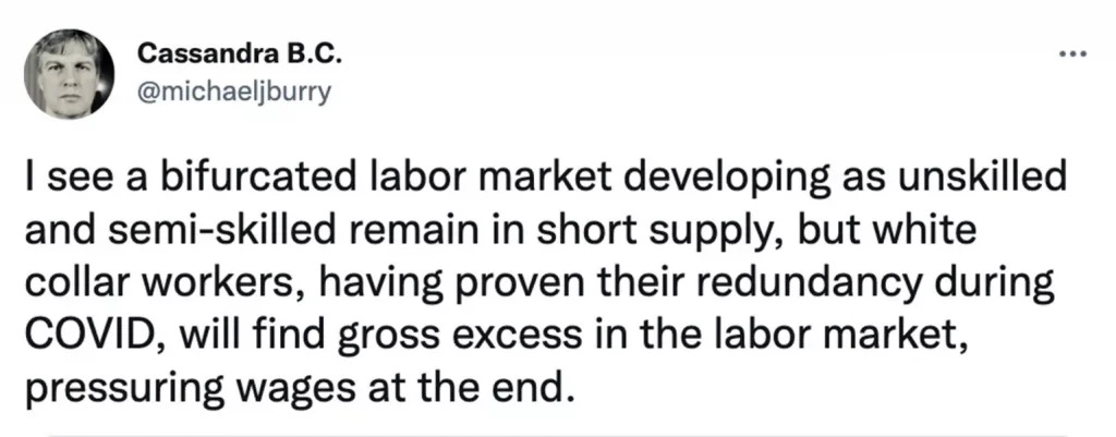 Michael Burry&#8217;s Worrying Recession Warning (White-Collar Job Bubble)